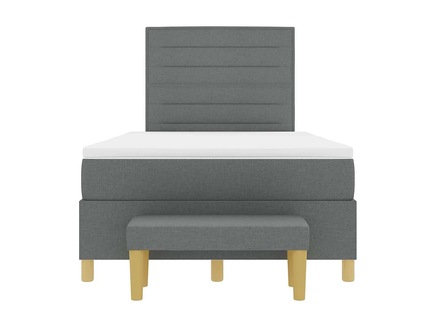 Cama tipo Box Spring con colchón Gris oscuro 120 x 190 cm tela