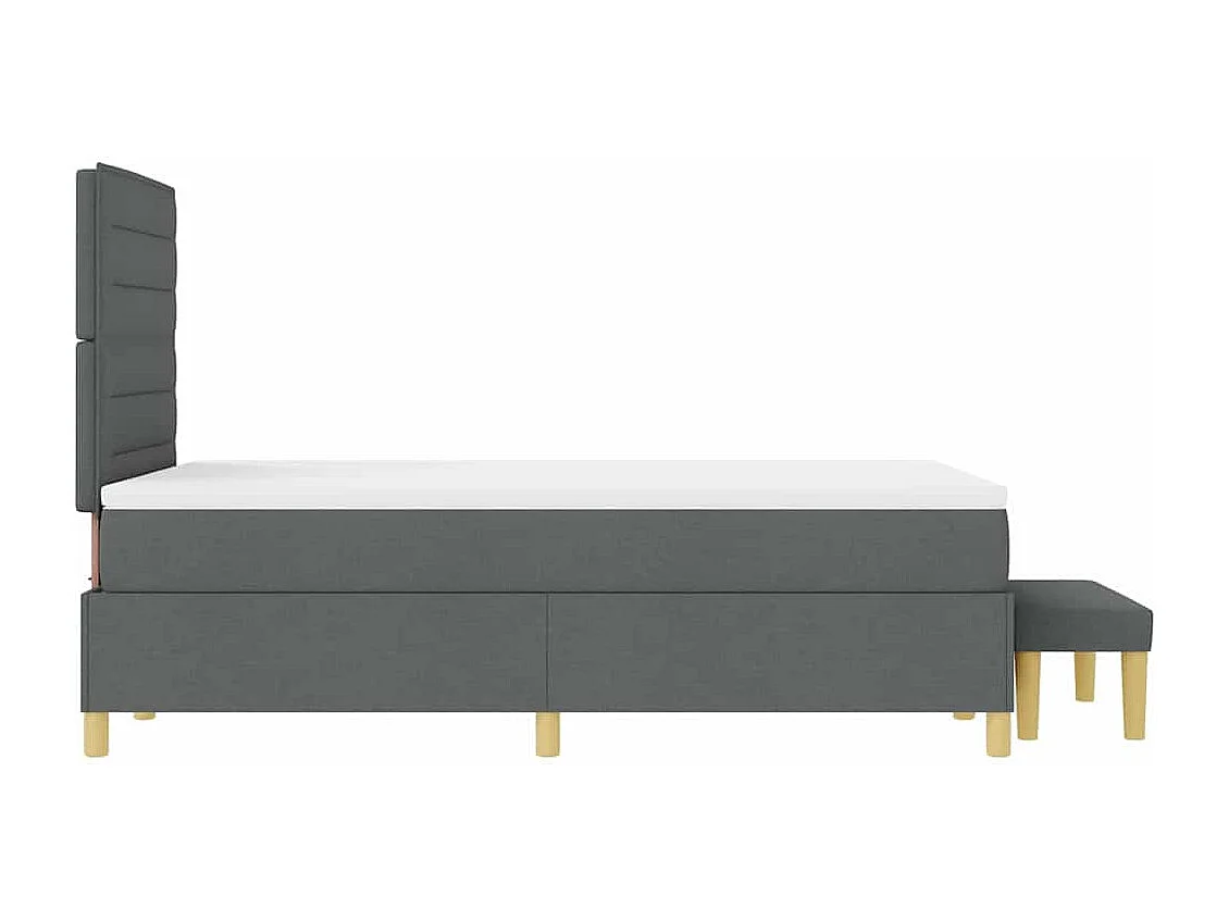 Cama tipo Box Spring con colchón Gris oscuro 120 x 190 cm tela