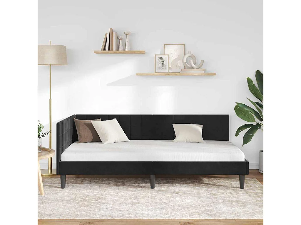 met hoofdeinde Zwart 90 x 200 cm Fluweel