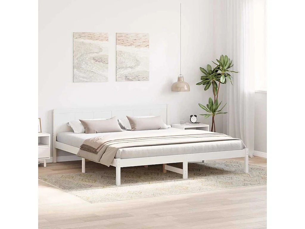 Estructura de cama 200 x 200 cm Madera maciza de Pino