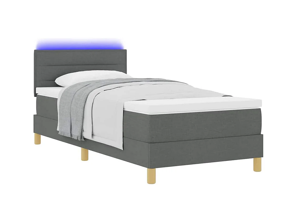 Cama tipo Box Spring con colchón Gris oscuro 100 x 200 cm tela