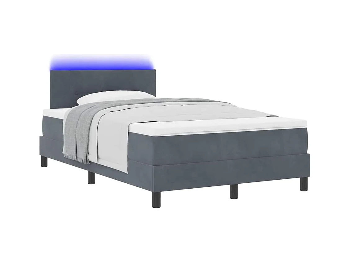Cadre de lit avec matelas Gris foncé 120 x 190 cm Velours