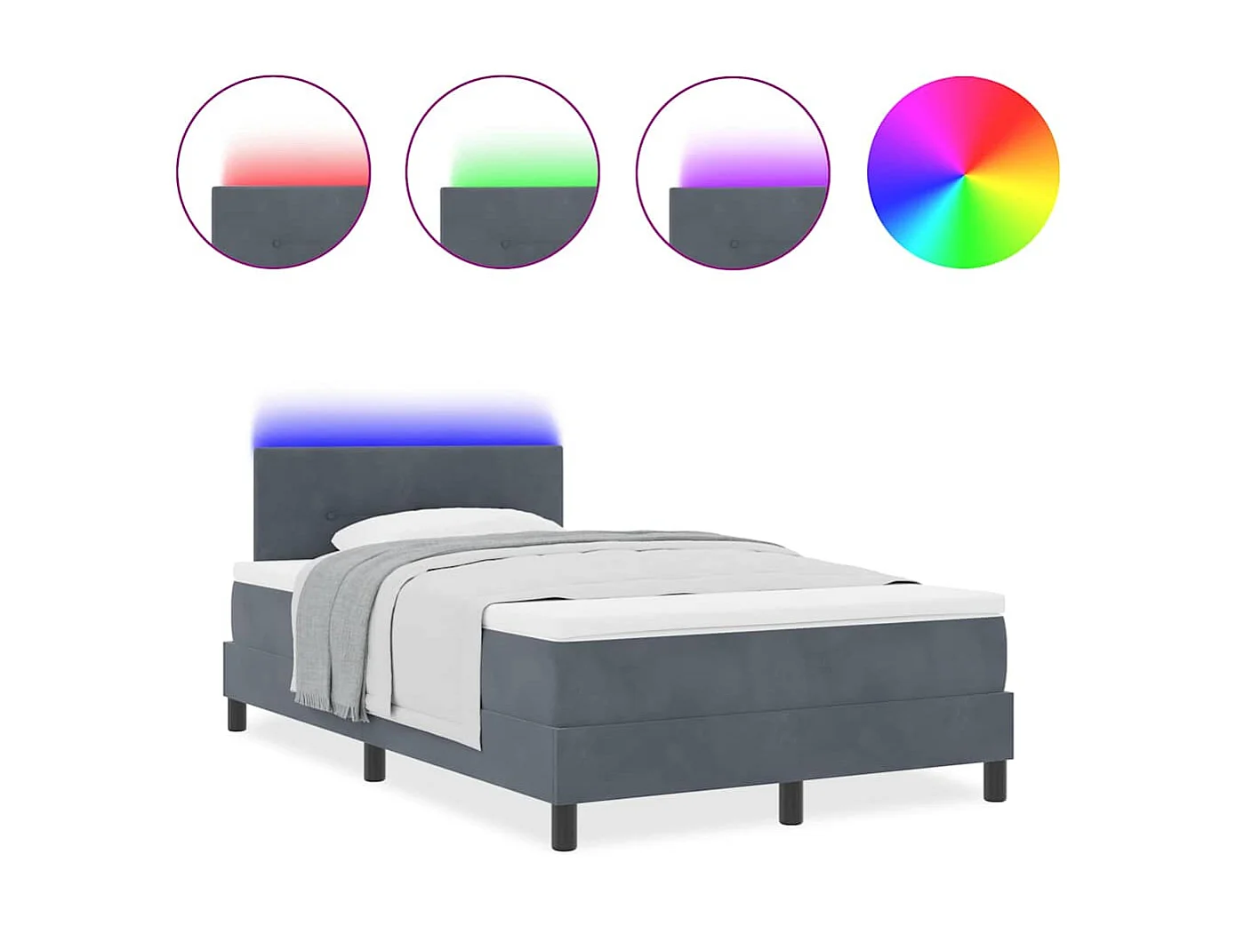 Cama tipo Box Spring Gris oscuro 120 x 190 cm Terciopelo