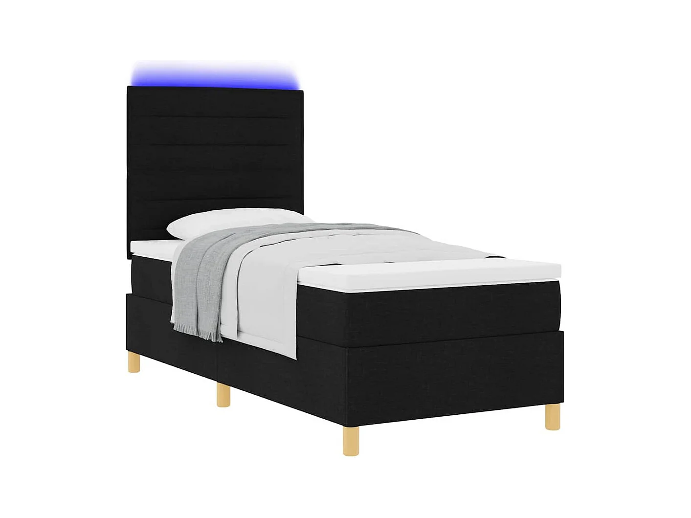 Cadre de lit avec matelas Noir 100 x 200 cm tissu