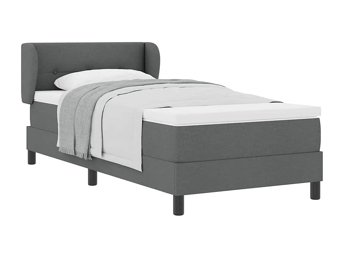 Cadre de lit avec matelas Gris foncé 90 x 190 cm tissu