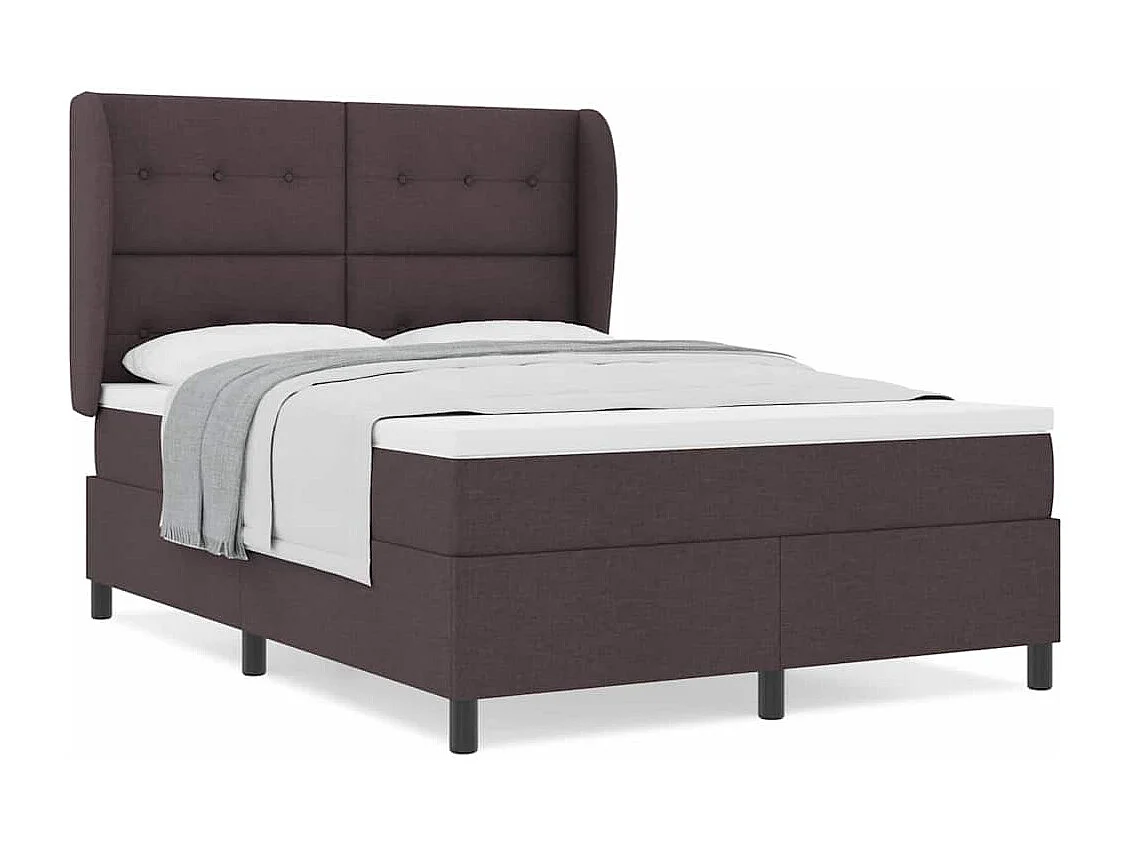 Cadre de lit avec matelas Marron foncé 160 x 200 cm tissu