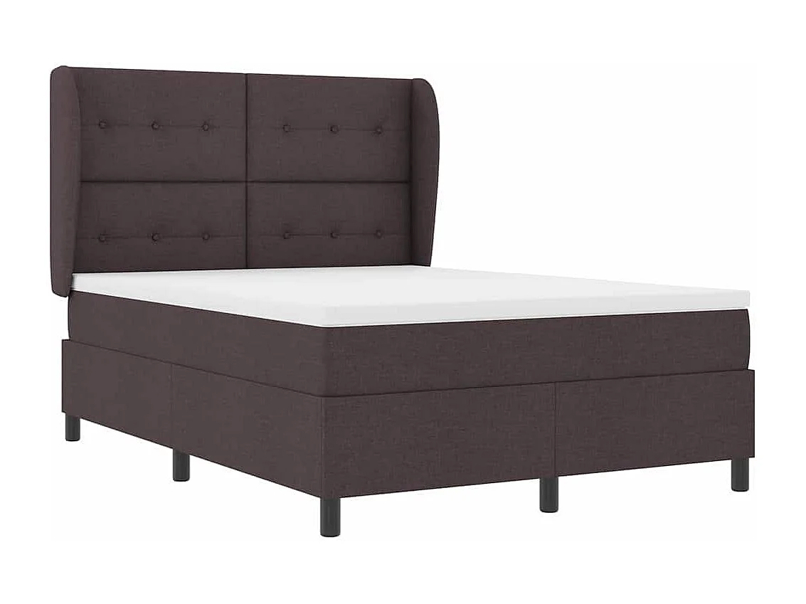 Cadre de lit avec matelas Marron foncé 160 x 200 cm tissu