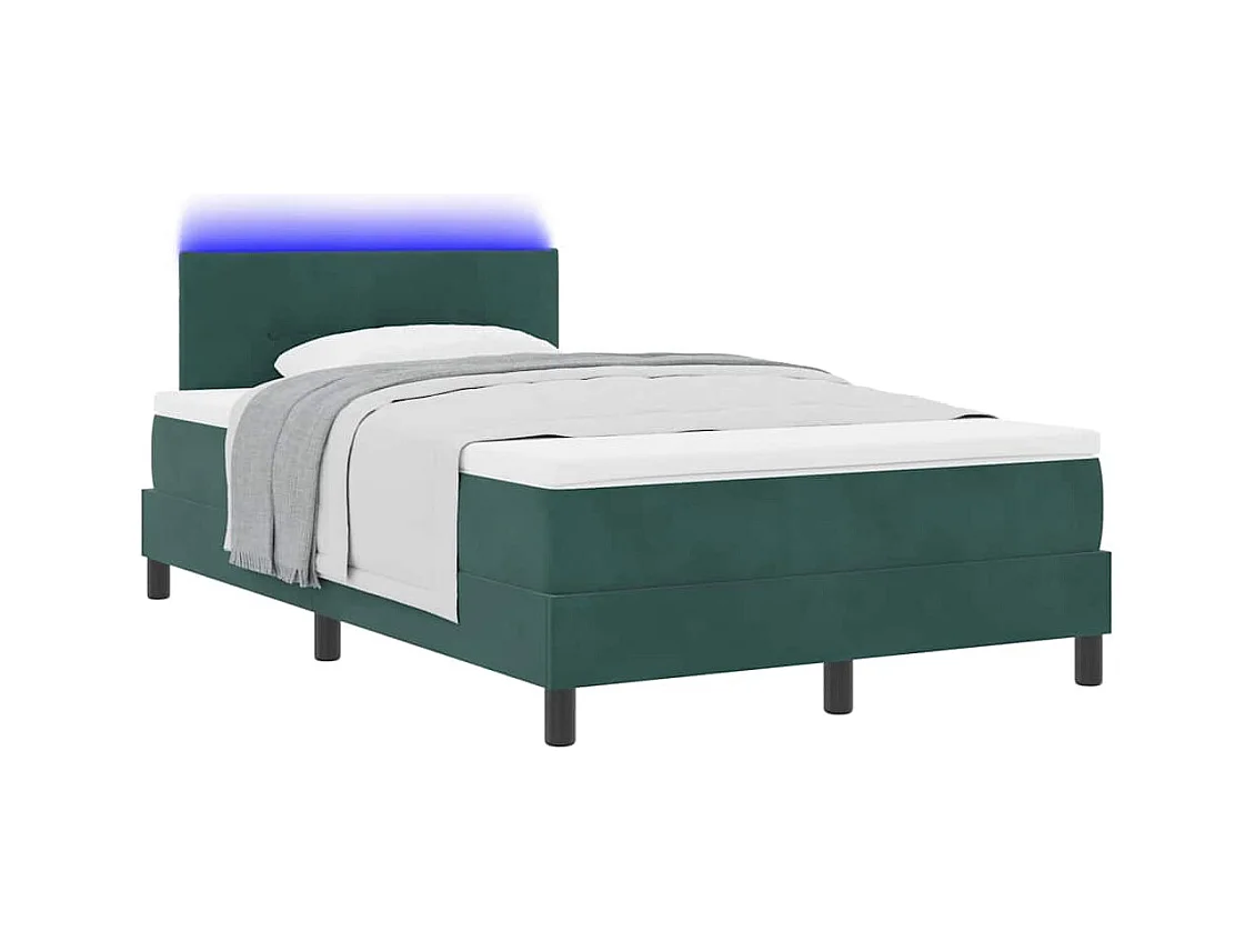 Cadre de lit avec matelas Vert foncé 120 x 200 cm Velours