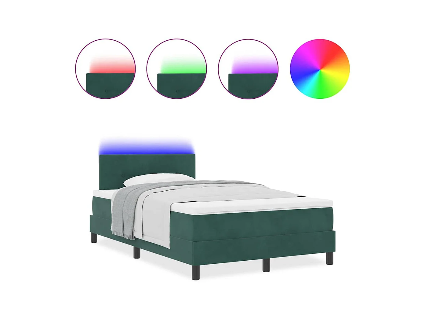 Cadre de lit avec matelas Vert foncé 120 x 200 cm Velours