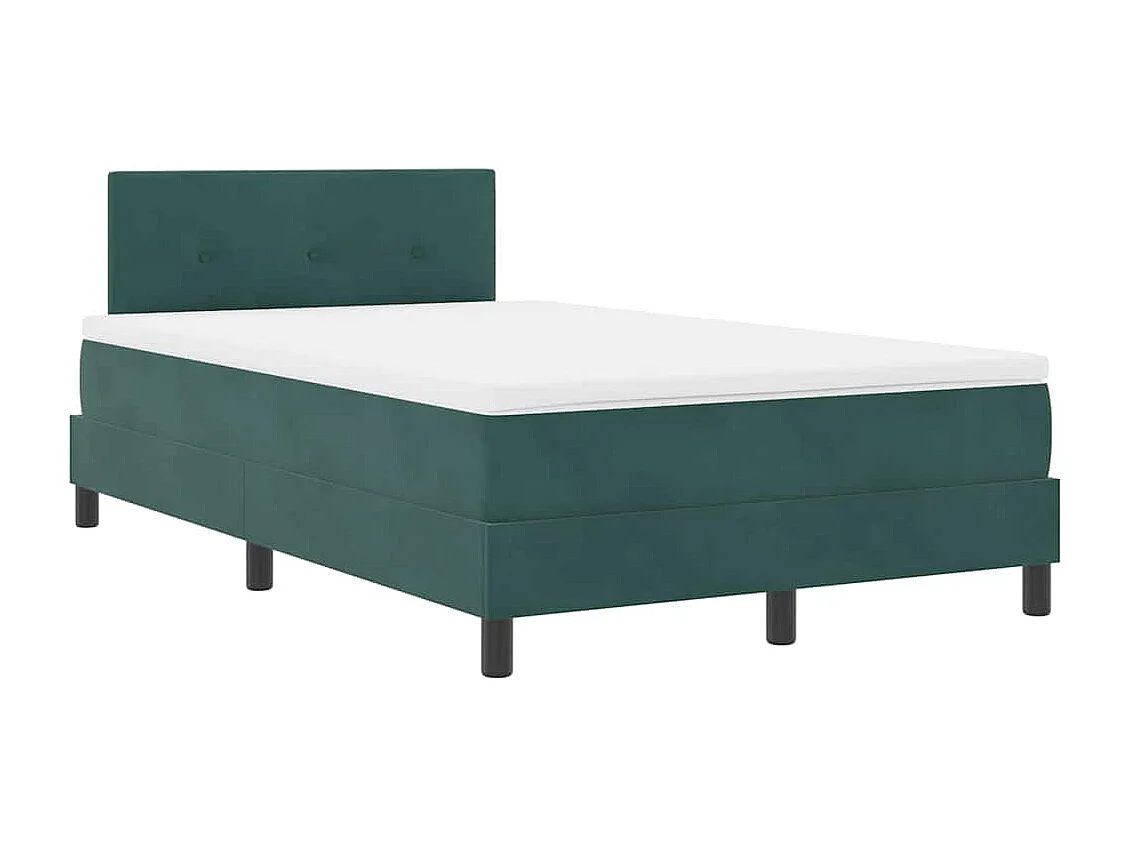 Cadre de lit avec matelas Vert foncé 120 x 200 cm Velours