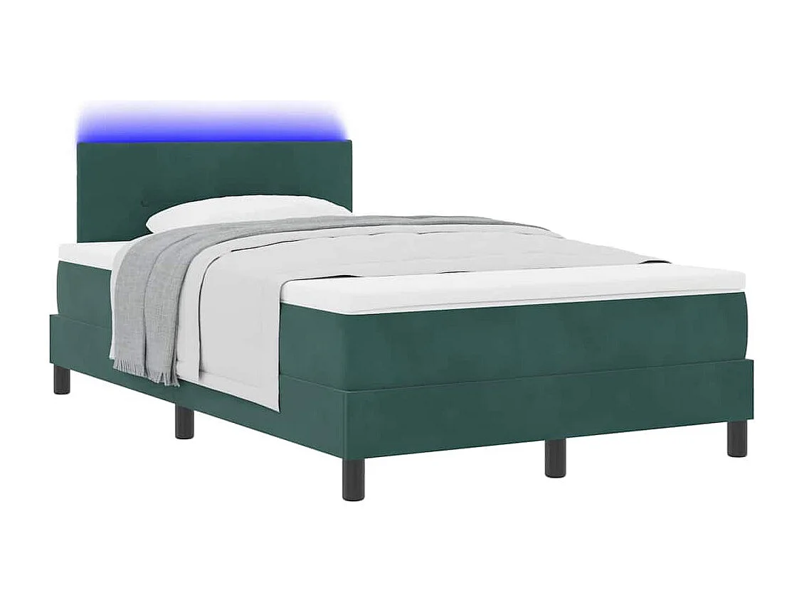 Cadre de lit avec matelas Vert foncé 120 x 200 cm Velours