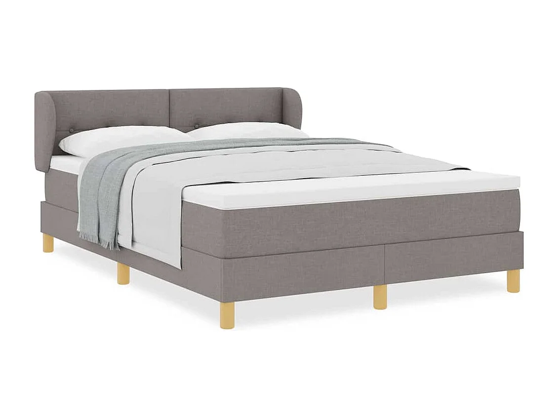 Cadre de lit avec Matelas Crème 90x200 cm Tissu Taupe