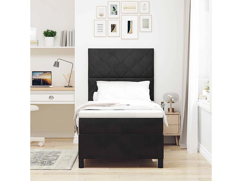Boxspring bed met matras Zwart 90 x 190 cm Fluweel