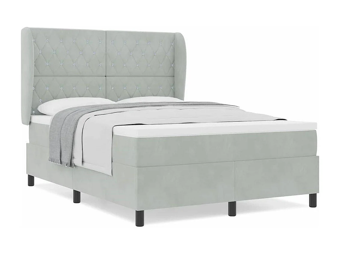 Cadre de lit avec matelas Gris clair 140 x 190 cm Velours