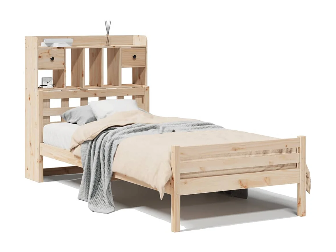 Cama com estante sem colchão 90x200 cm pinho maciço