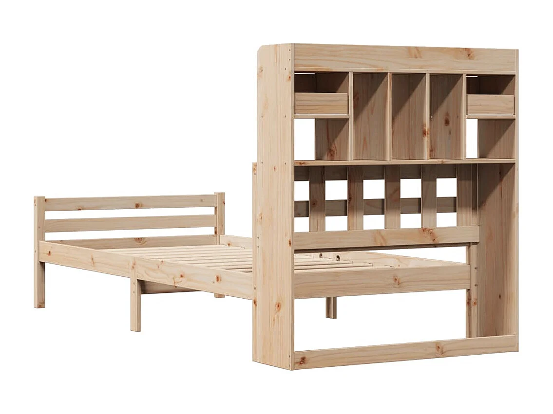 Cama com estante sem colchão 90x200 cm pinho maciço