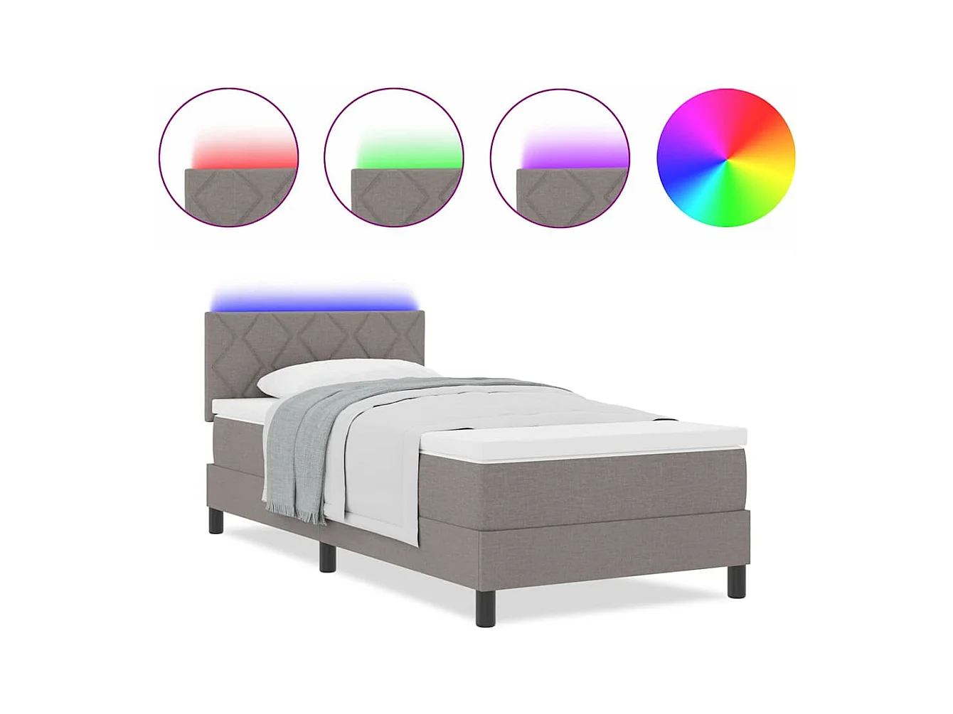 Cama Box com colchão Cinzento-acastanhado 90 x 190 cm tecido