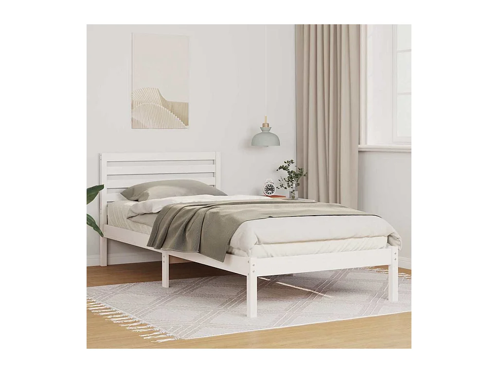 Cadre de lit Blanc 80 x 220 cm Bois massif en pin