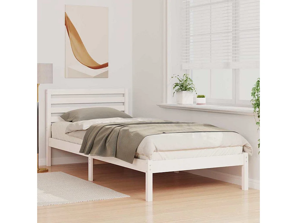 Cadre de lit Blanc 80 x 220 cm Bois massif en pin