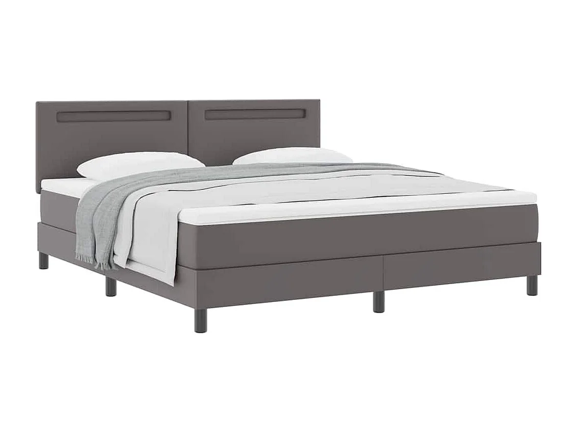Cadre de lit avec matelas Gris 180 x 200 cm Faux cuir