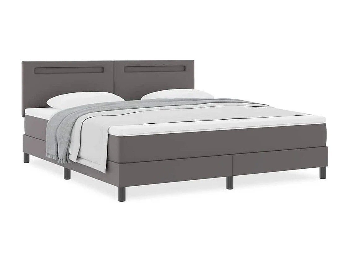 Cadre de lit avec matelas Gris 180 x 200 cm Faux cuir