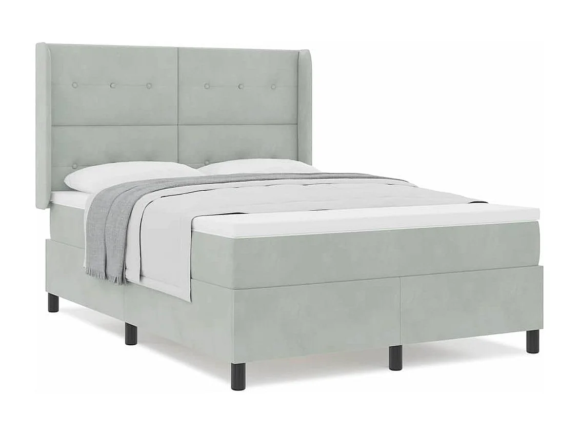 Cama tipo Box Spring Gris claro 140 x 200 cm Terciopelo