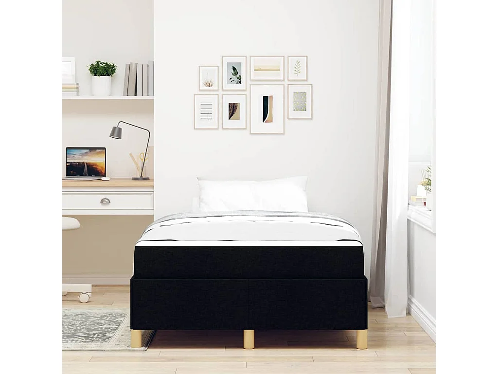 Cadre de lit Noir et blanc et noir 120 x 190 cm tissu