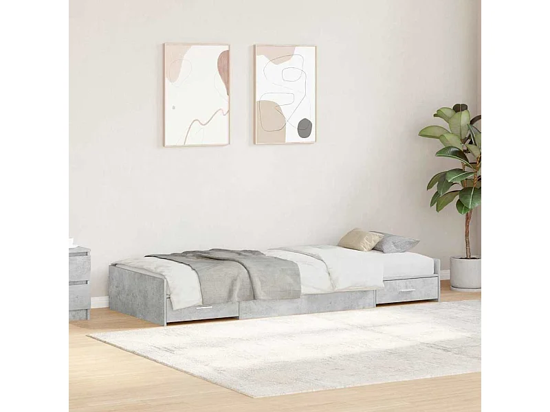 Cama con almacenamiento con cabecera Gris Concreto 75 x 190 cm