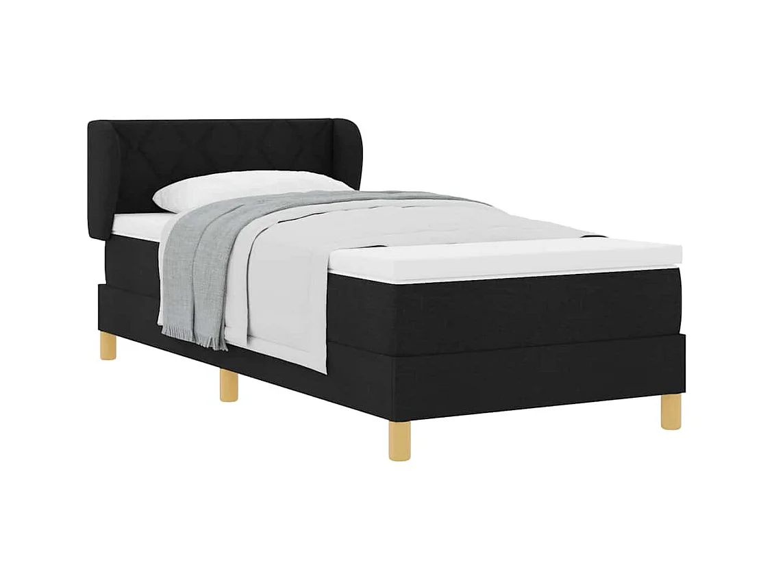 Cadre de lit avec Matelas Crème 90x200 cm Tissu Noir