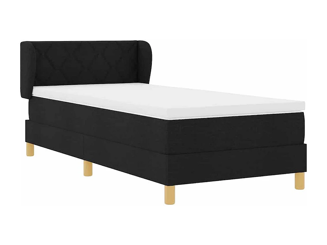 Cadre de lit avec Matelas Crème 90x200 cm Tissu Noir