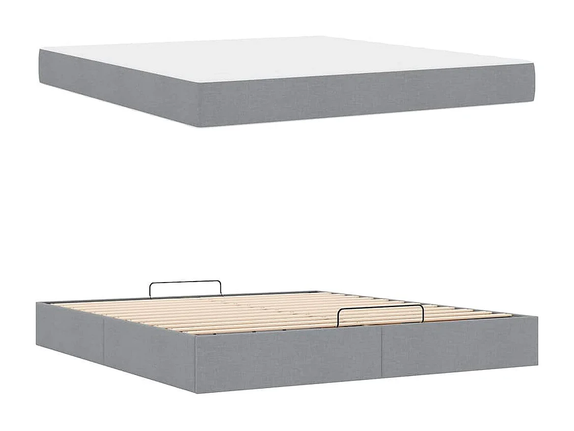 Cadre de lit avec stockage Gris clair 180 x 200 cm tissu