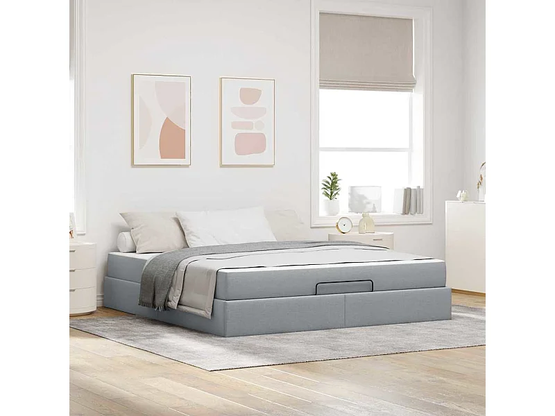 Cadre de lit avec stockage Gris clair 180 x 200 cm tissu