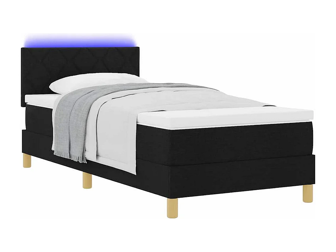 Cama tipo Box Spring con colchón Negro 90 x 200 cm tela