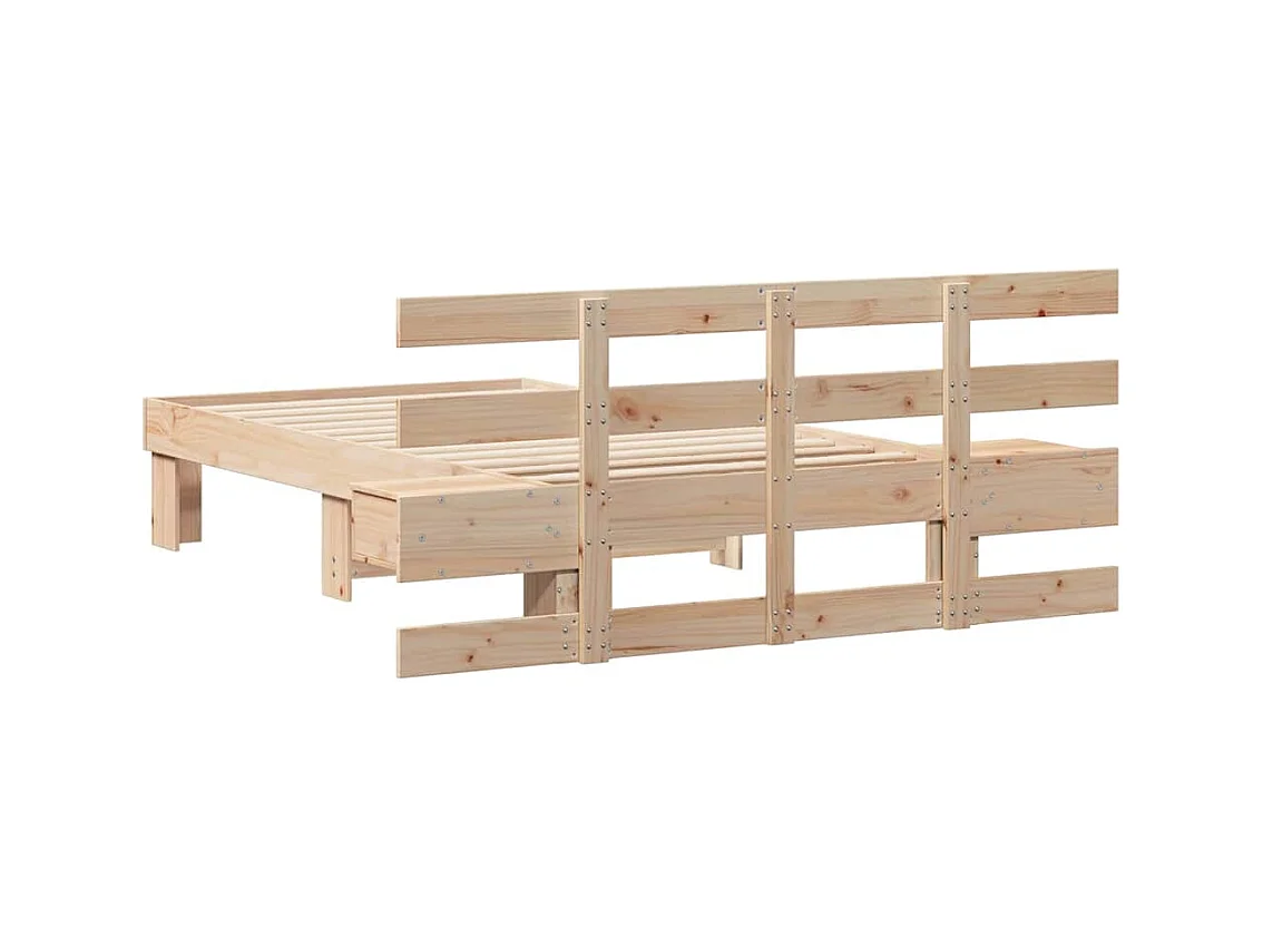 Cadre de lit avec tiroir Marron 75 x 190 cm Bois massif en pin