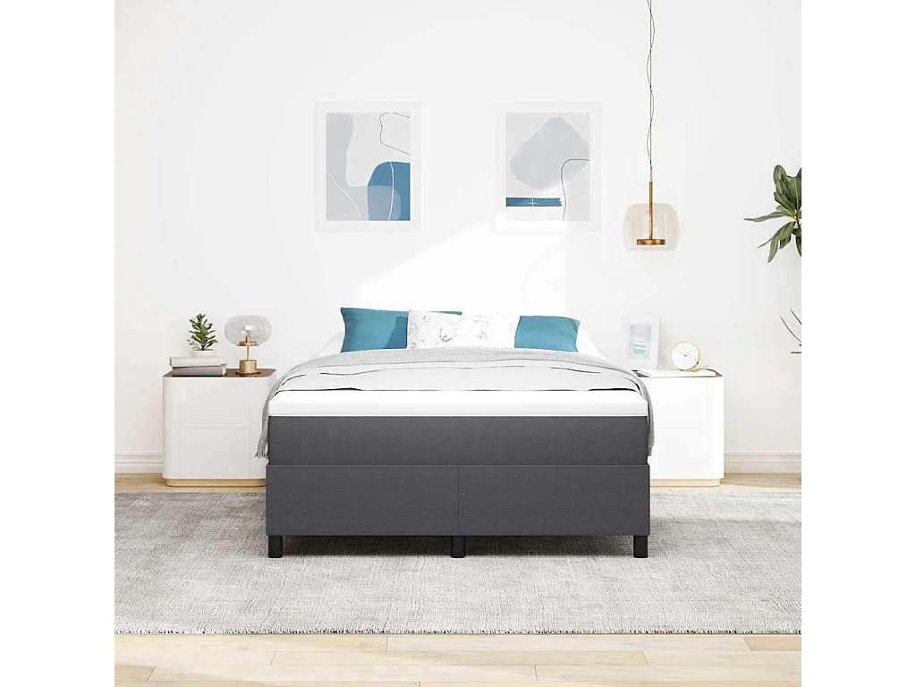 Cama tipo Box Spring Gris oscuro 140 x 200 cm Telas de pana