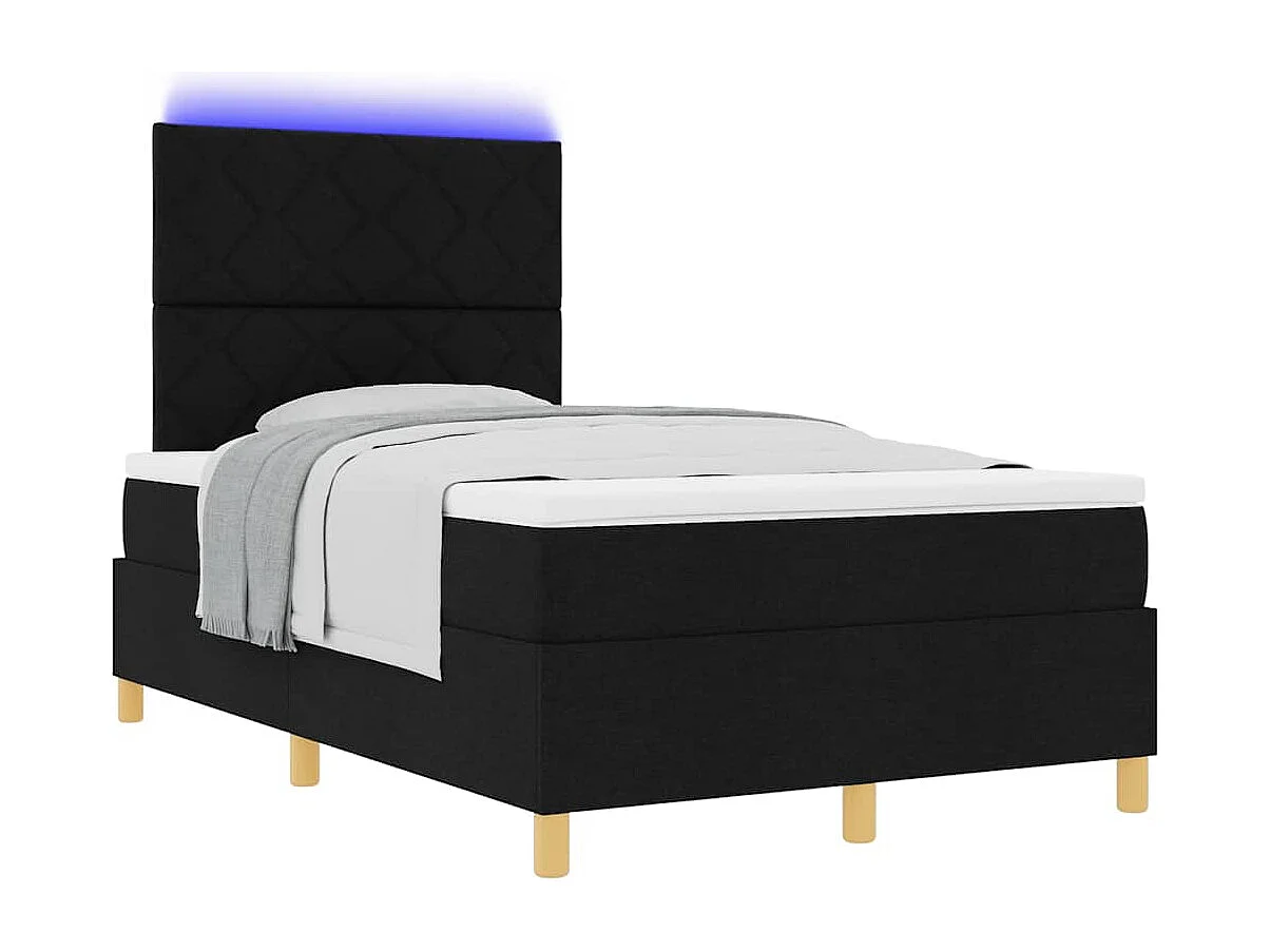 Cadre de lit avec matelas Noir 120 x 190 cm tissu