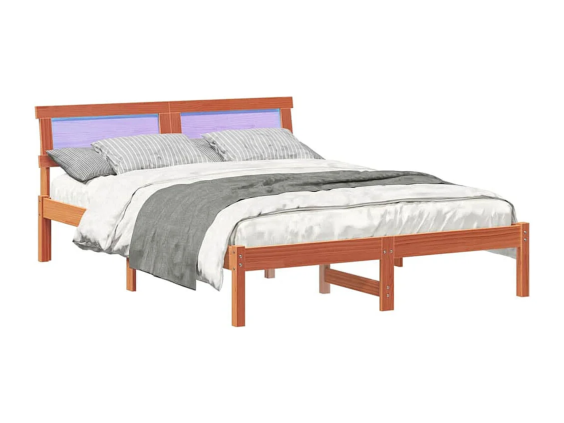 Cadre de lit Marron cire 135 x 190 cm Bois massif en pin