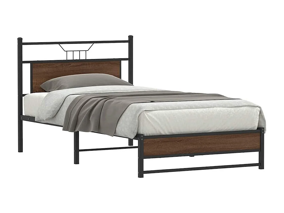 Bedframe zonder matras bewerkt hout bruin eikenkleur 100x190 cm