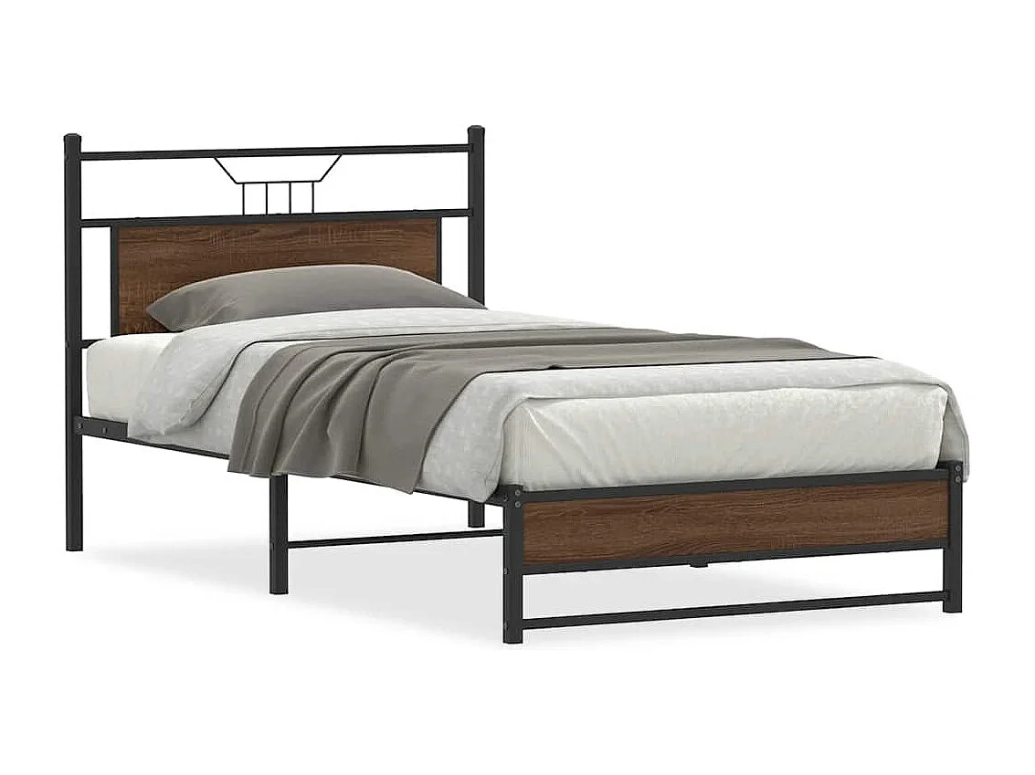Bedframe zonder matras bewerkt hout bruin eikenkleur 100x190 cm