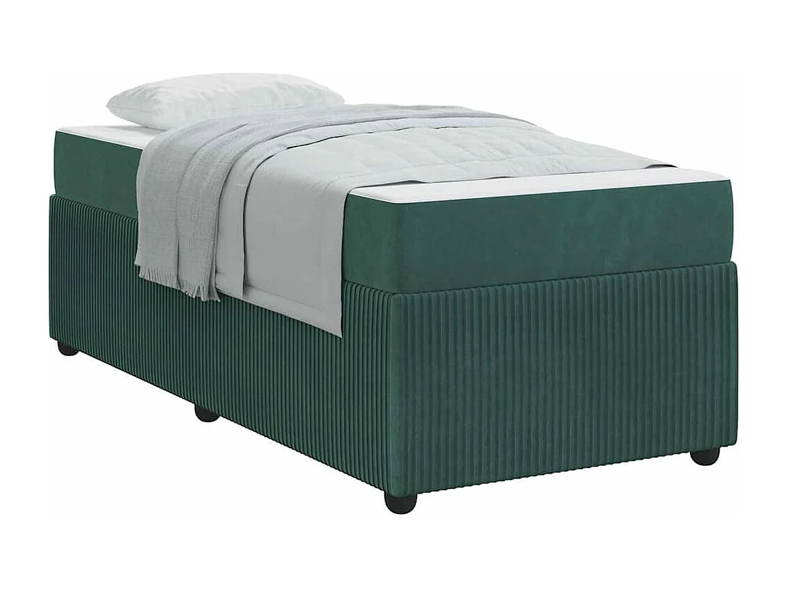 Cadre de lit avec matelas Vert foncé 90 x 190 cm Velours