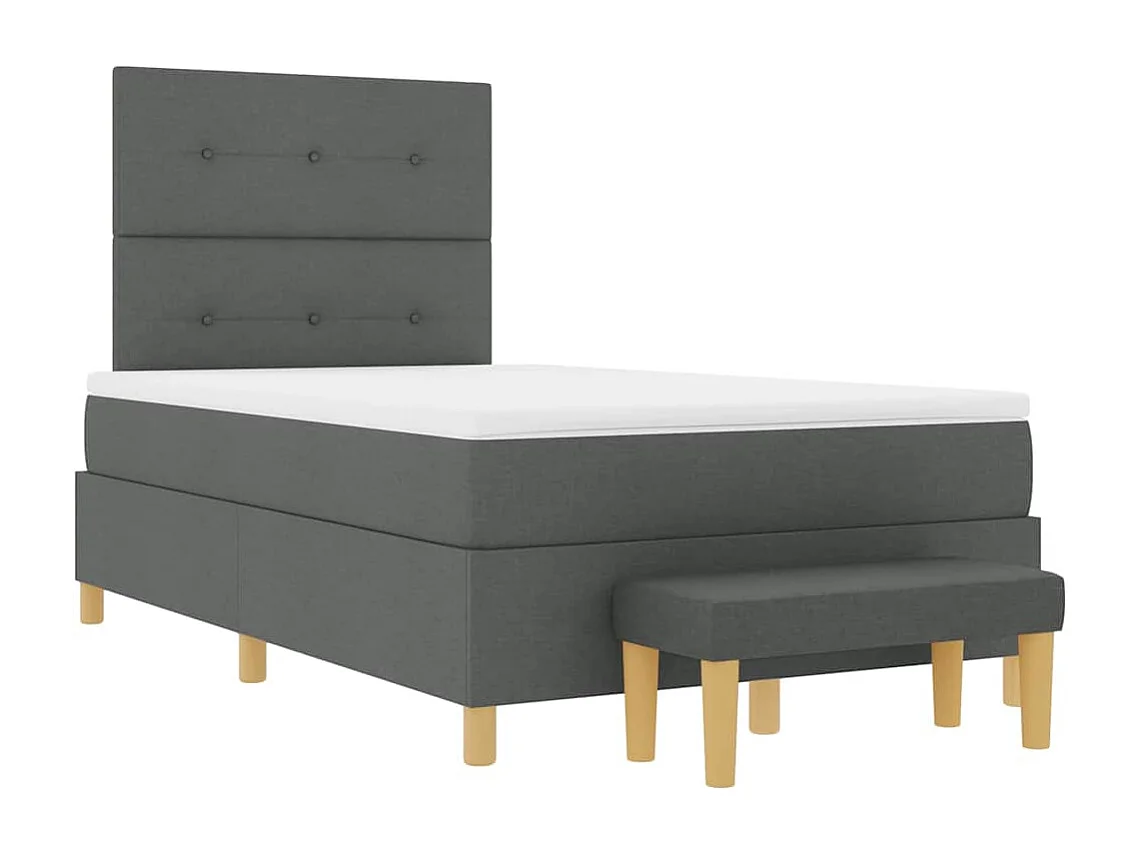Cadre de lit avec matelas Gris foncé 120 x 190 cm tissu