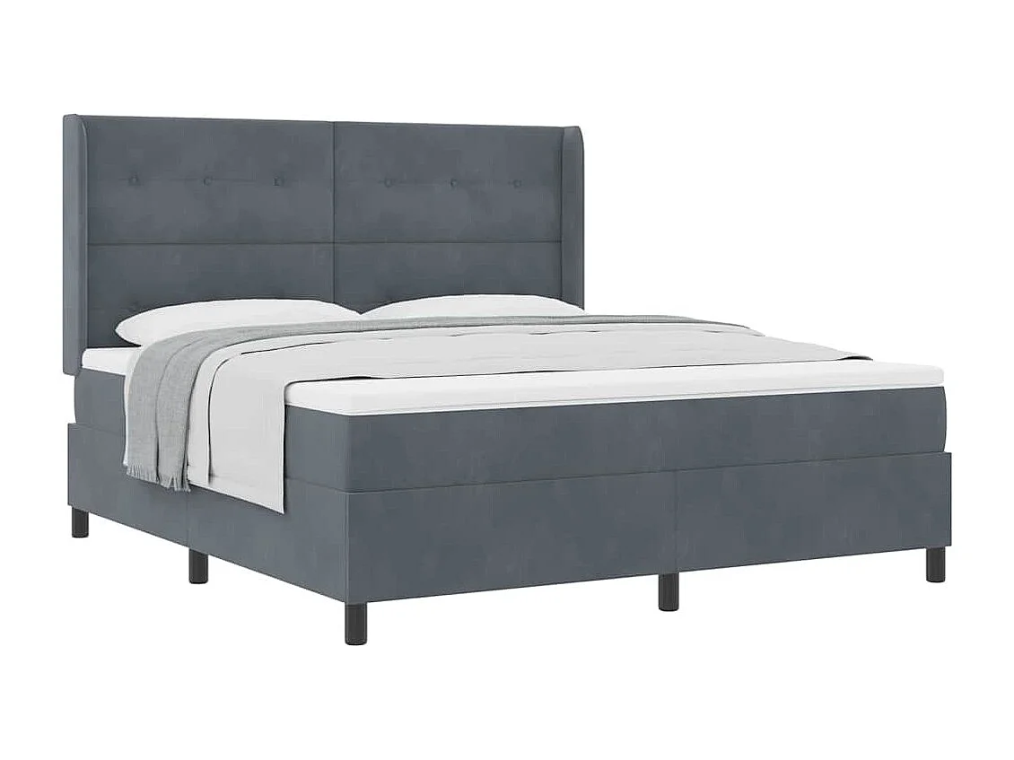Cama tipo Box Spring Gris oscuro 180 x 200 cm Terciopelo