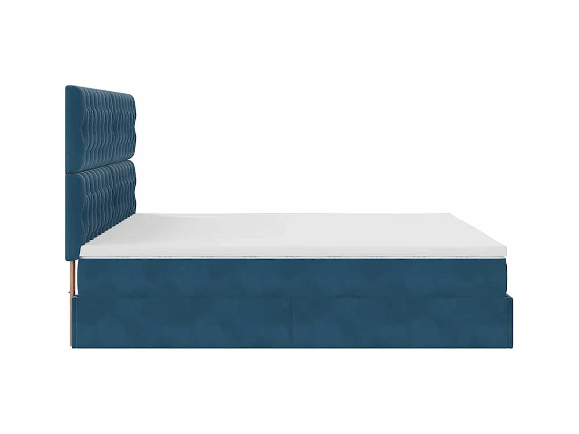 Cadre de lit ottoman avec matelas bleu foncé 200x200 cm velours