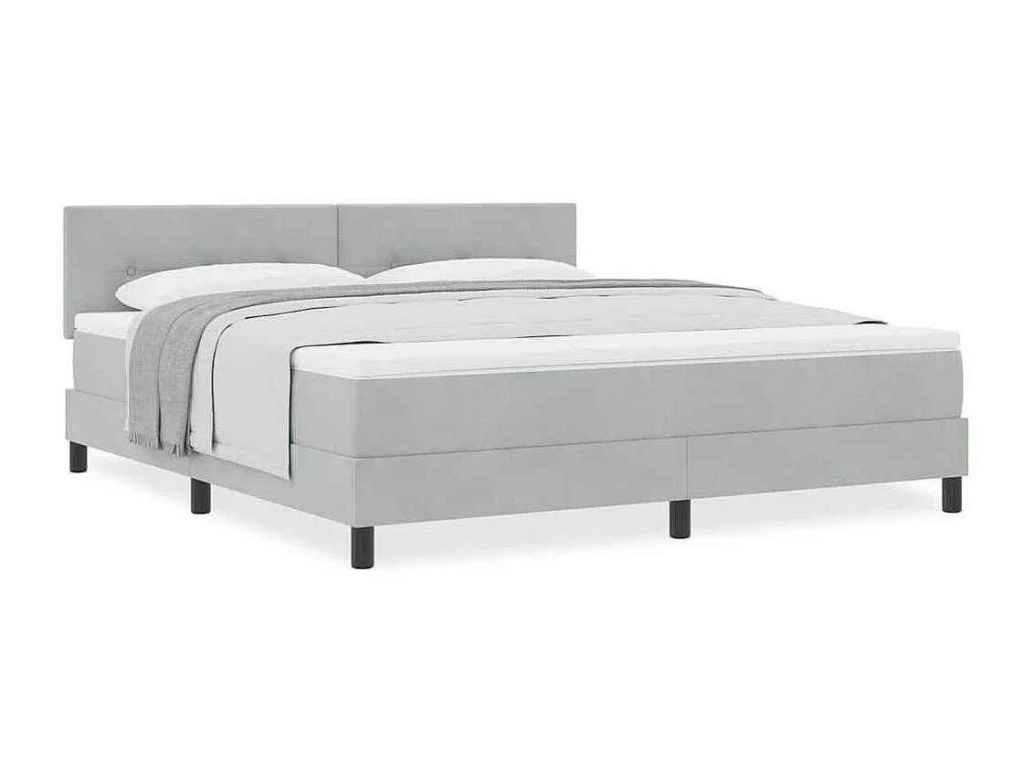 Cama con Somier y Colchón Gris Claro 180 x 200 cm tela