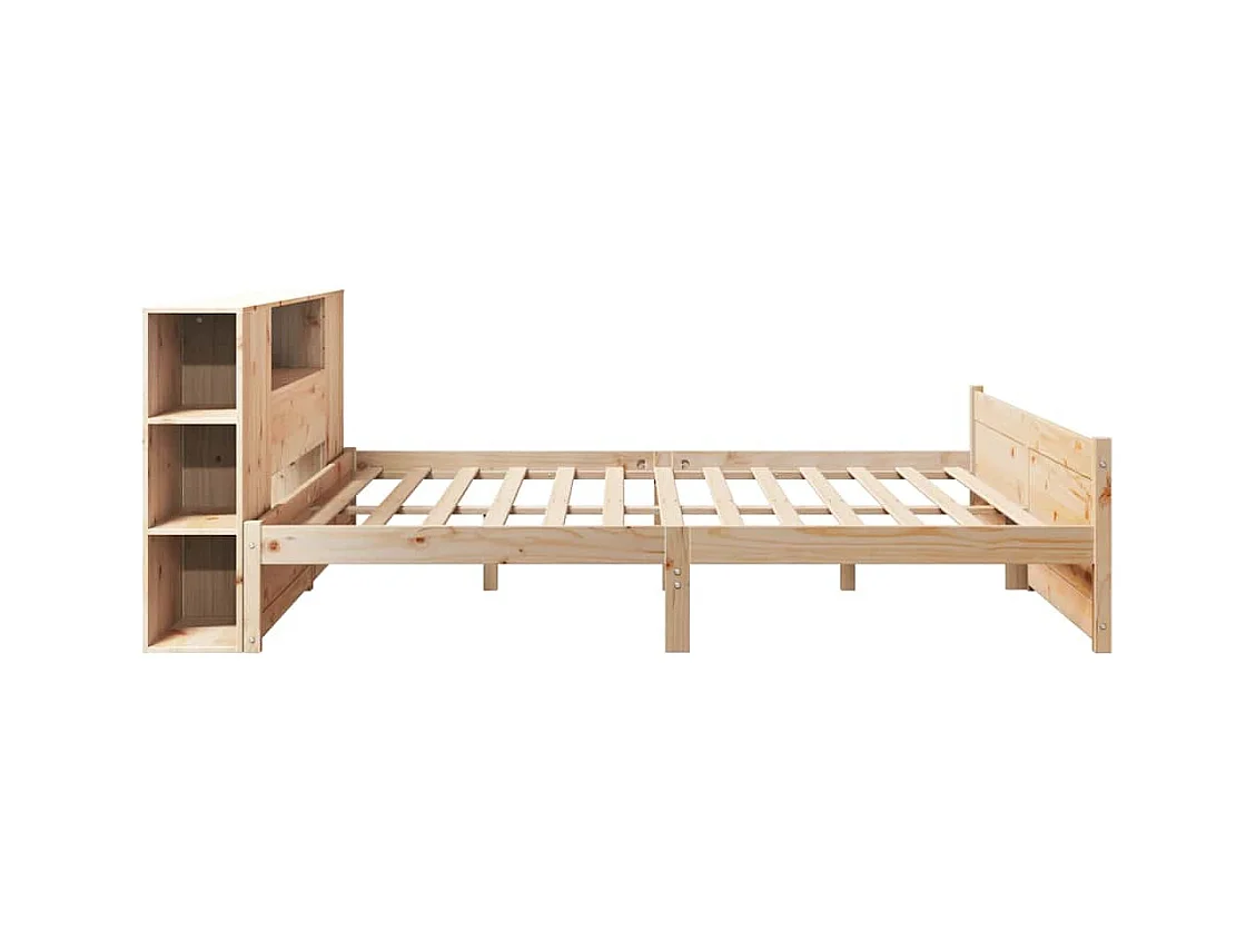 Lit bibliothèque sans matelas 200x200 cm bois massif de pin