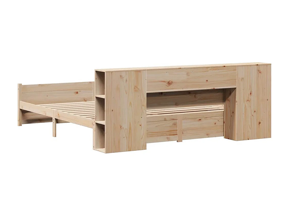 Lit bibliothèque sans matelas 200x200 cm bois massif de pin