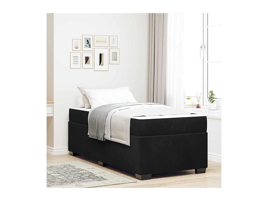 Cadre de lit avec matelas avec matelas Noir 90 x 190 cm Velours