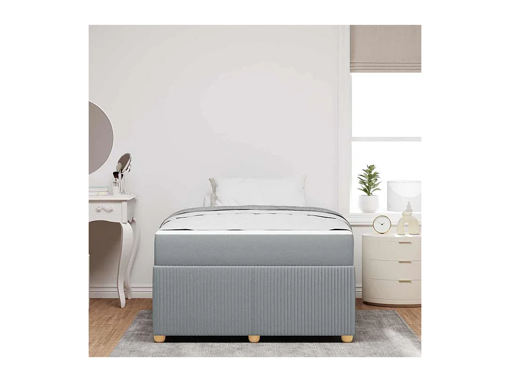 Estructura de cama con colchón Gris claro 120 x 190 cm tela