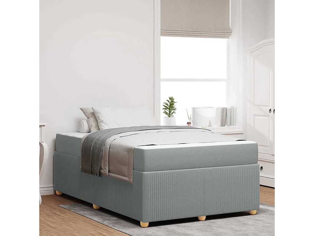 Cadre de lit avec matelas Gris clair 120 x 190 cm tissu