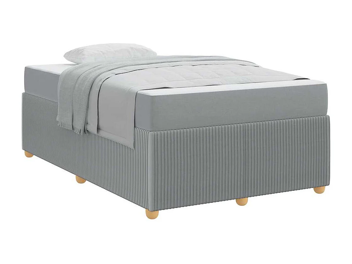 Cadre de lit avec matelas Gris clair 120 x 190 cm tissu